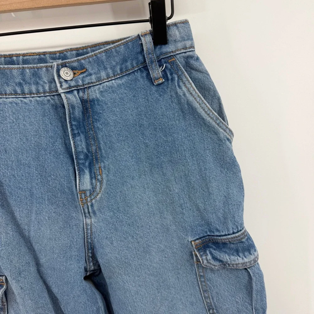 Old Navy Baggy Wide Leg Girls Size 18 Blue‎ High Rise Cargo Jeans